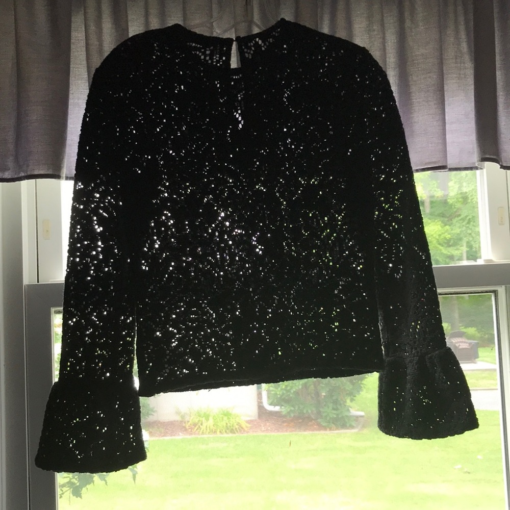 Black lacy sweater Zara bell sleeves XS